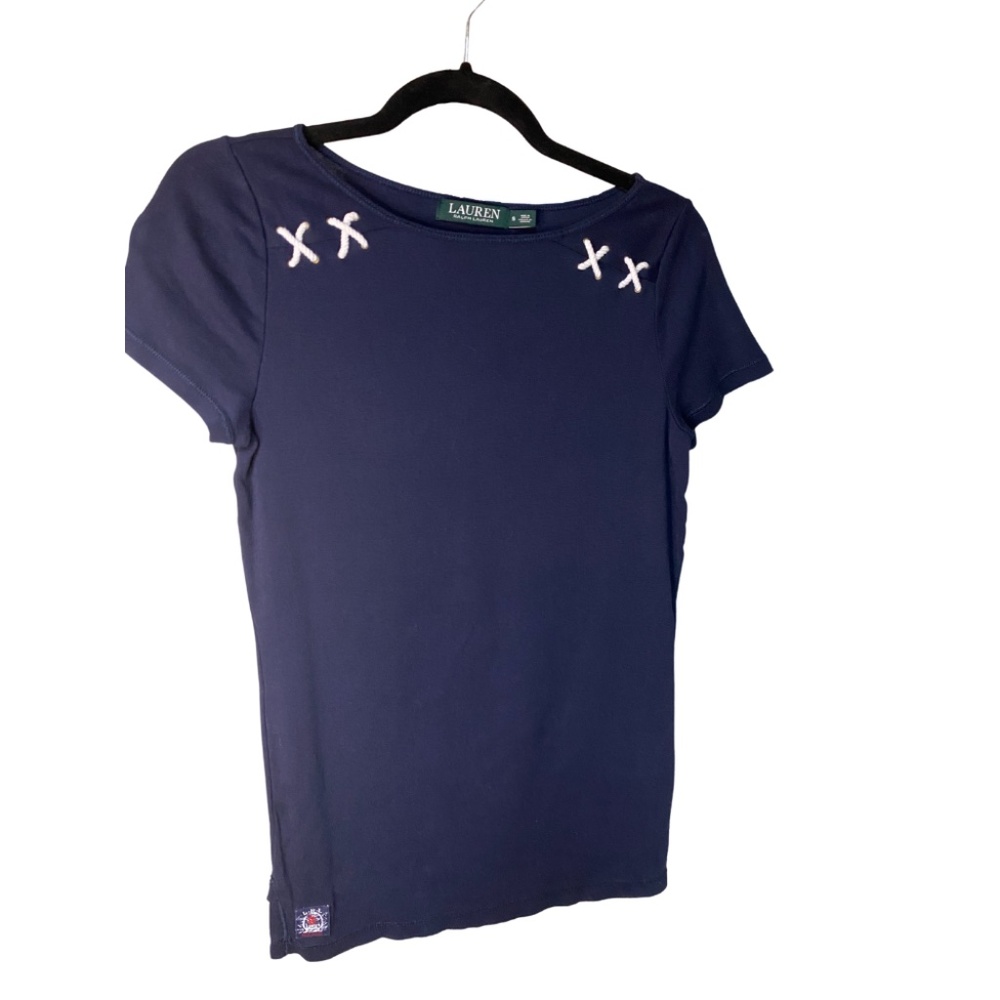 Lauren Ralph Lauren Navy Shirt Sleeve Detail